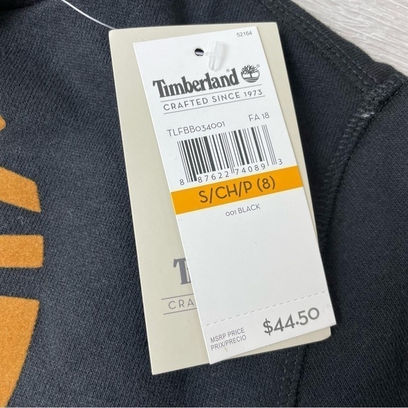 NWT Timberland Kid’s Black Hoodie Size Small (8) - Picture 2 of 5